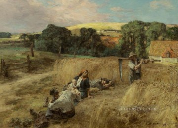  Harvest Painting - A Rest from the Harvest rural scenes peasant Leon Augustin Lhermitte